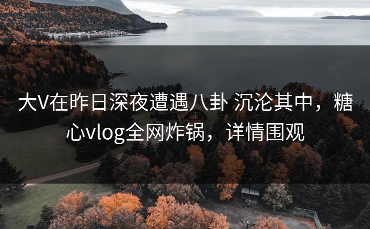 大V在昨日深夜遭遇八卦 沉沦其中,糖心vlog全网炸锅,详情围观 大V在昨日深夜遭遇八卦 沉沦其中,糖心vlog全网炸锅,详情围观
